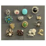 Group of vintage costume rings