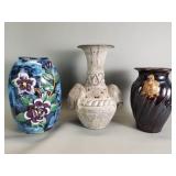 3 contemporary ceramic vases