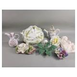 Group of porcelain and ceramic soup tureen,