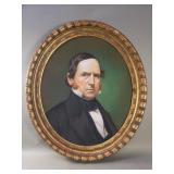 Antique signed soft pastel portrait on linen
