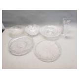 Group crystal and glass bowls and vases