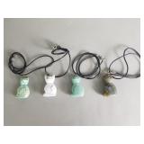 4 Jadeite cat pendants necklaces