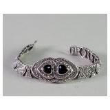 Silver, onyx and marcasite bracelet