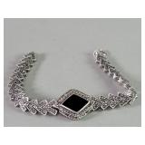 Sterling silver, onyx and marcasite bracelet