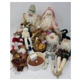 Group of vintage holiday decor, Santa/Saint