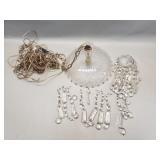 Vintage glass chandelier with crystal ornaments