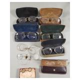 Group of vintage glasses some gold filled