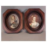 Pair of French antique miniature portraits