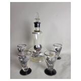Vintage glass decanter with sterling silver