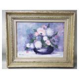 Signed Marie Hunter vintage oil on canvas painting