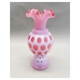 Vintage Fenton cranberry coin dot vase