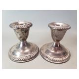 Pair of sterling silver weighted candlesticks