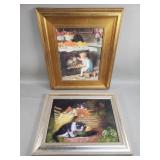 Oil painting on canvas, and print on board