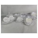 Group of cut crystal and glass bowls, coasters,