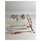 Group of costume jewelry necklaces, chokers, etc.
