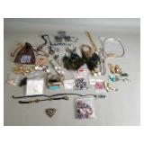 Group of costume jewelry, necklaces, earrings,