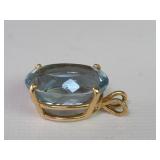 14k gold and blue topaz pendant