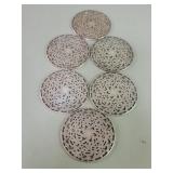 Six sterling silver and glass coasters