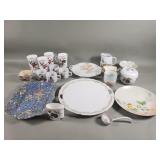 Group of porcelain plates, tea cup, bowl, etc