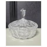 Group of crystal and glass vases, covered bowls,