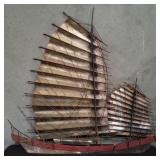 Curtis Jere Chinese junk boat metal wall sculpture