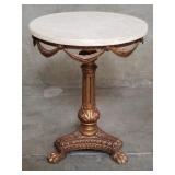 Vintage gilt wood side table with marble top