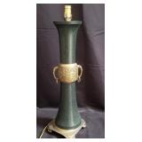 Neoclassical-style tole and brass table lamp