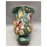 Vintage ceramic vase raised floral design