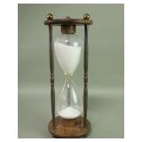 Vintage oak, brass and glass hourglass