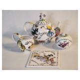 Alice in Wonderland teapot, sugar/creamer