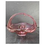 Vintage cranberry-pink hand-blown art glass