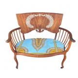 Vintage carved wood settee