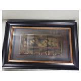 Vintage Chinese hand-painted and gilt six panel