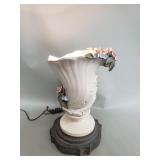 Capodimonte style porcelain and brass table lamp