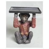 Cast iron card tray monkey figure