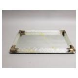 Vintage brass and glass vanity mirror tray