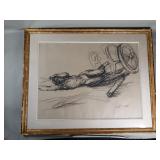 Signed Robert White charcoal sketch on paper