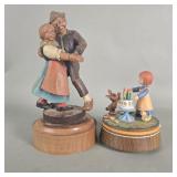 Pair of vintage black forest - style hand carved