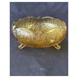 Vintage amber glass footed bowl