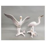 Pair of porcelain heron figurines by Ratleage