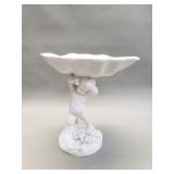 Vintage white Italian ceramic cherub compote