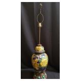Gouda-style pottery table lamp with adorned semi