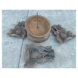 6 pcs antique cast iron birdbath