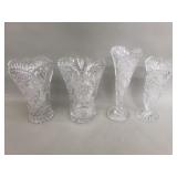 Four vintage cut crystal vases