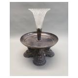 Art Nouveau glass and silver plate centerpiece