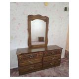 OFFSITE Vintage wood dresser with mirror, as is