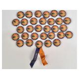 Collection of 32 antique pin-back buttons