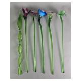 Group of hand blown glass flowers
