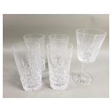 4 Waterford tumblers and 1 wine goblet