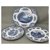Group of vintage blue and white porcelain plates